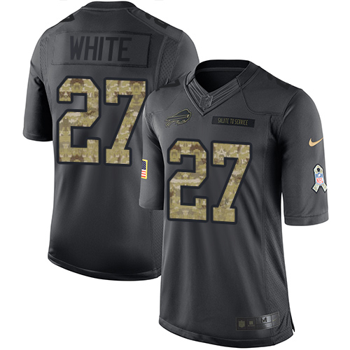 Nike Bills #27 Tre'Davious White Black Youth Stitched NFL Limited 2016 Salute to Service Jersey